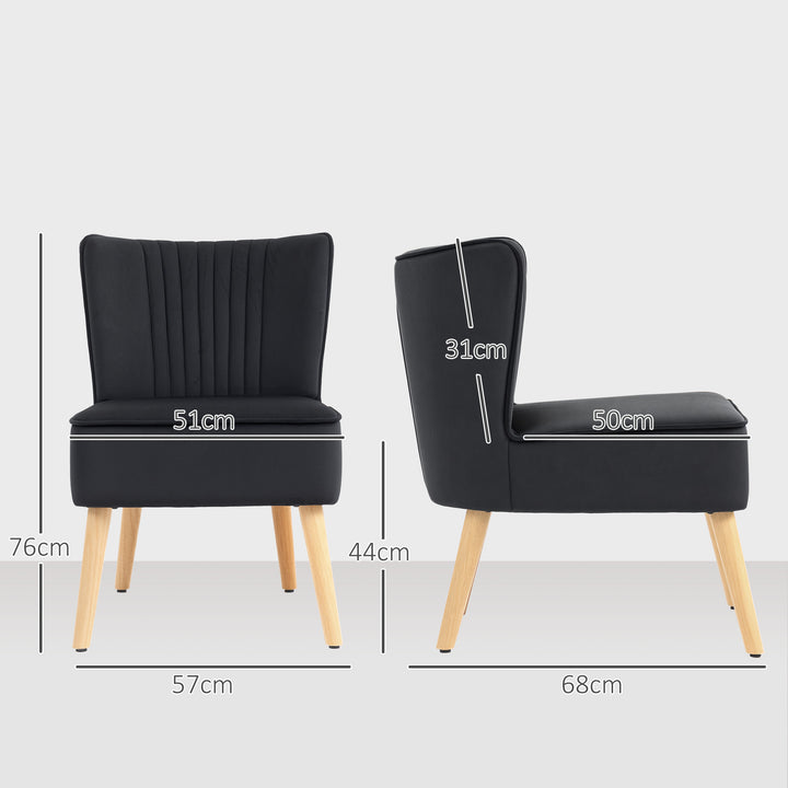 Modern Accent Chair, Fabric Living Room Chair with Rubber Wood Legs and Thick Padding, Black
