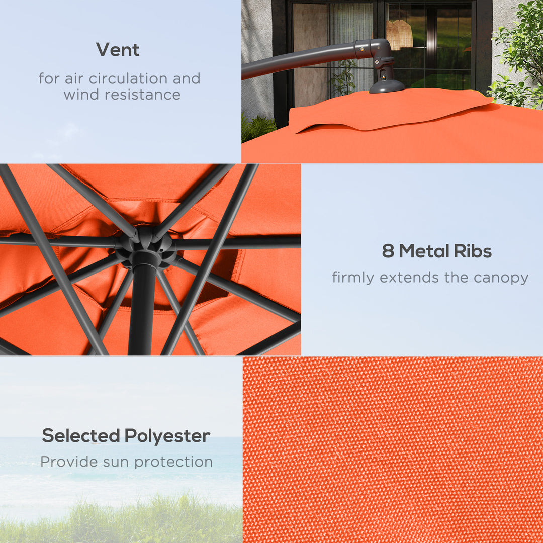 3(m) Overhanging Parasol, with Base - Orange