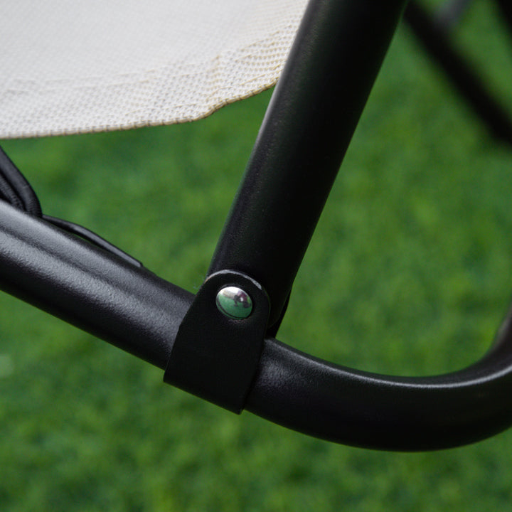 MCL Folding Zero Gravity Chairs, 3 Pieces Adjustable Sun Lounger and Table Set with Cup Holder and Headrest, Patio Bistro Set with Reclining Garden Chairs for Outdoor, Beige