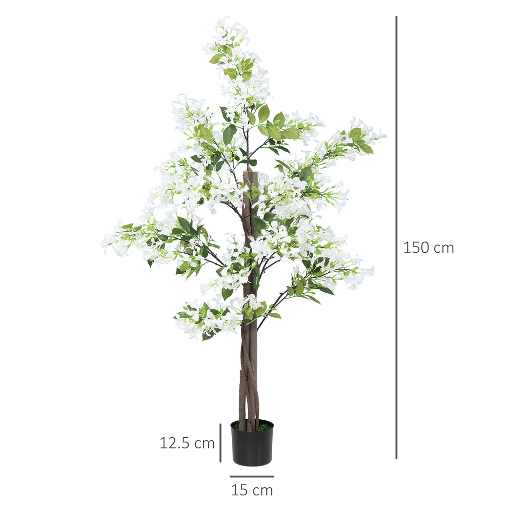 Artificial Plants Honeysuckle Flower in Pot Fake Plants with Curved Boots for Indoor Outdoor 15x15x150cm Set of 2 White