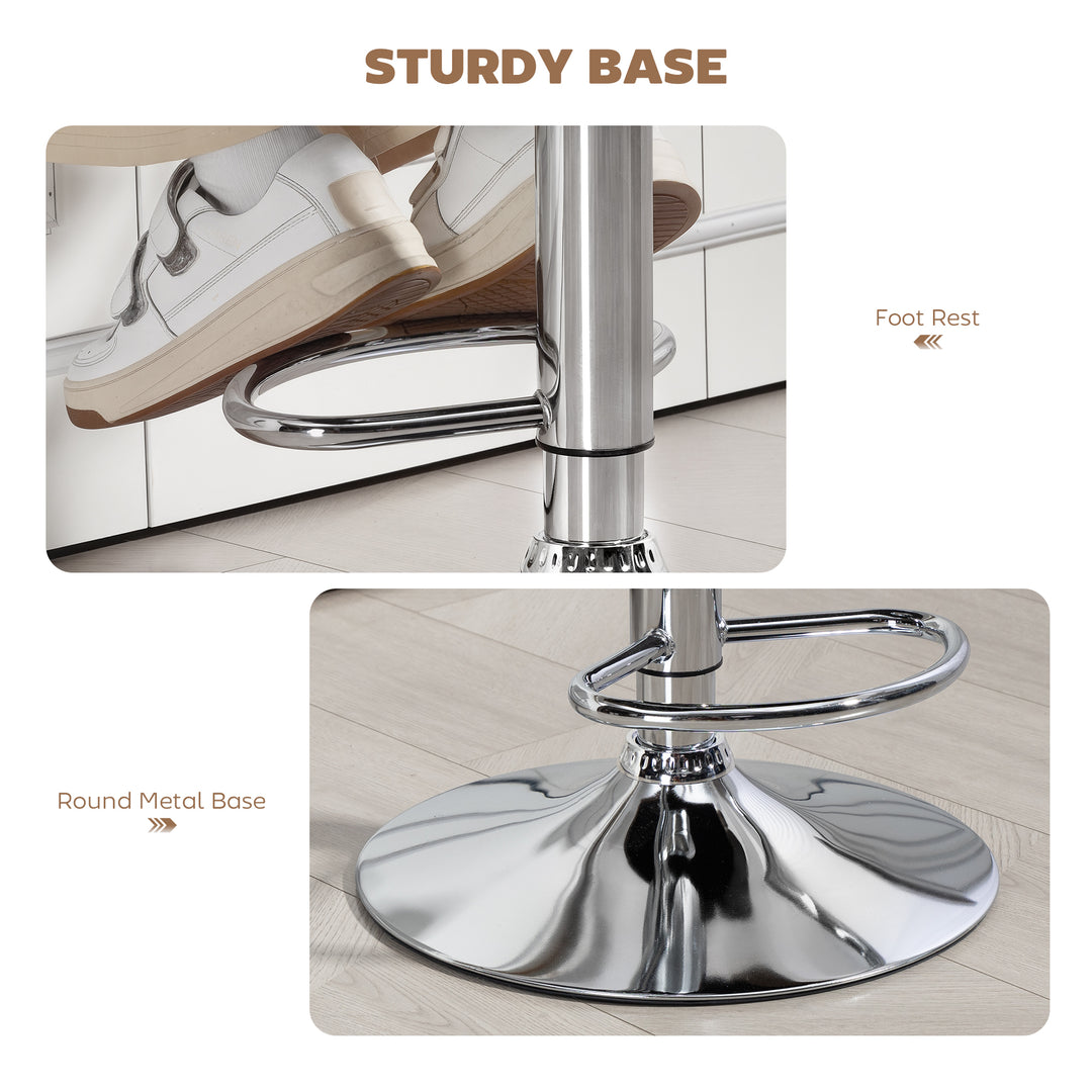 MCL PU Leather Upholstered Swivel Bar Stool, Height Adjustable with Back, Armrest, Footrest, Coffee