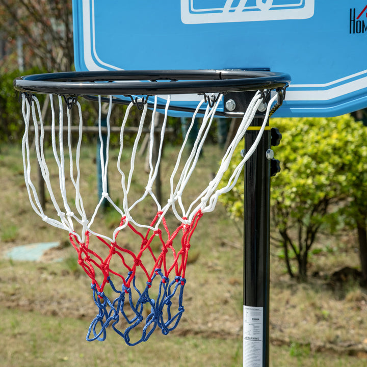 Adjustable Basketball Hoop and Stand, with Wheels and Weight Base, Blue