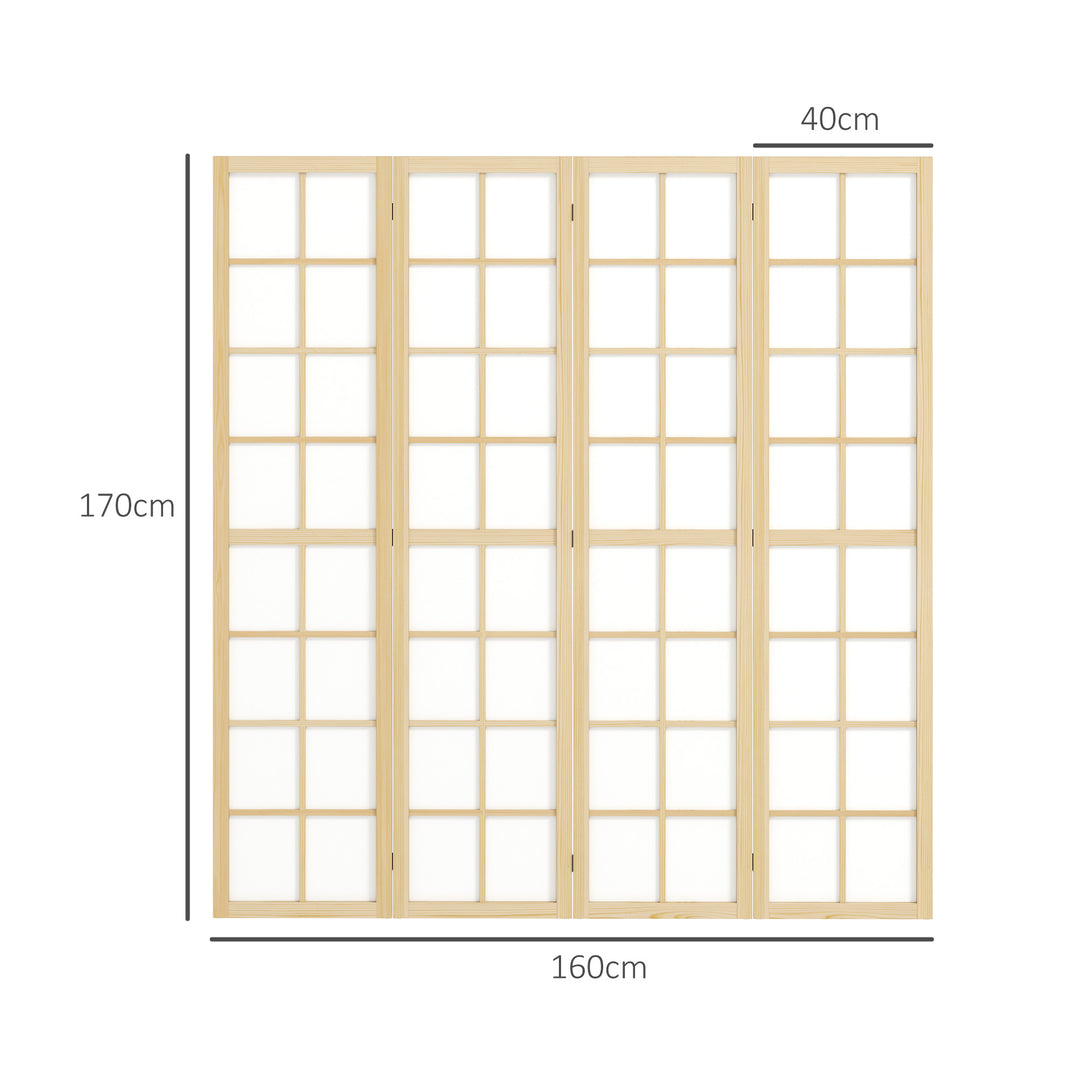 4 Panel Folding Room Divider, Freestanding Room Separator, Indoor Privacy Screen for Living Room, Bedroom, 160 x 170cm