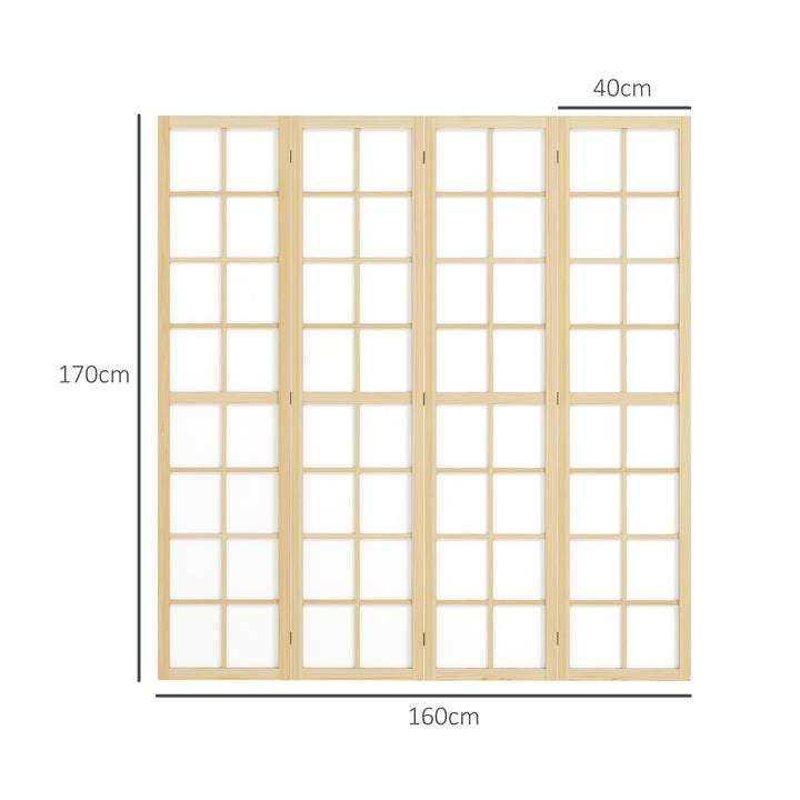 4 Panel Folding Room Divider, Freestanding Room Separator, Indoor Privacy Screen for Living Room, Bedroom, 160 x 170cm