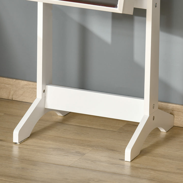 Full Length Mirror with Storage, Jewellery Cabinet with Mirror, Adjustable Angle and Stand, Lockable Jewellery Organiser for Bedroom Dressing Room, White