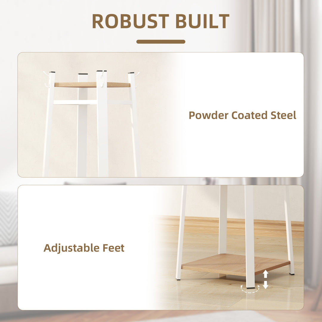 Compact Freestanding Coat Rack - White/Oak
