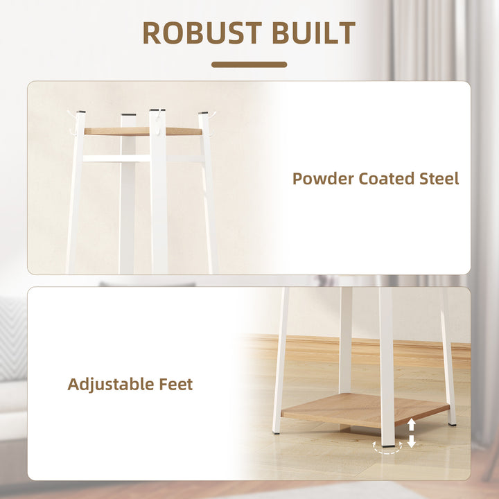Compact Freestanding Coat Rack - White/Oak
