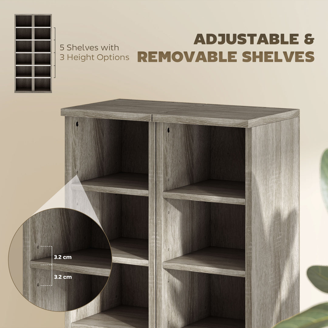 Set of 2 CD Media Display Shelf Unit Tower Rack with Adjustable Shelve