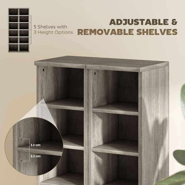 Set of 2 CD Media Display Shelf Unit Tower Rack with Adjustable Shelve