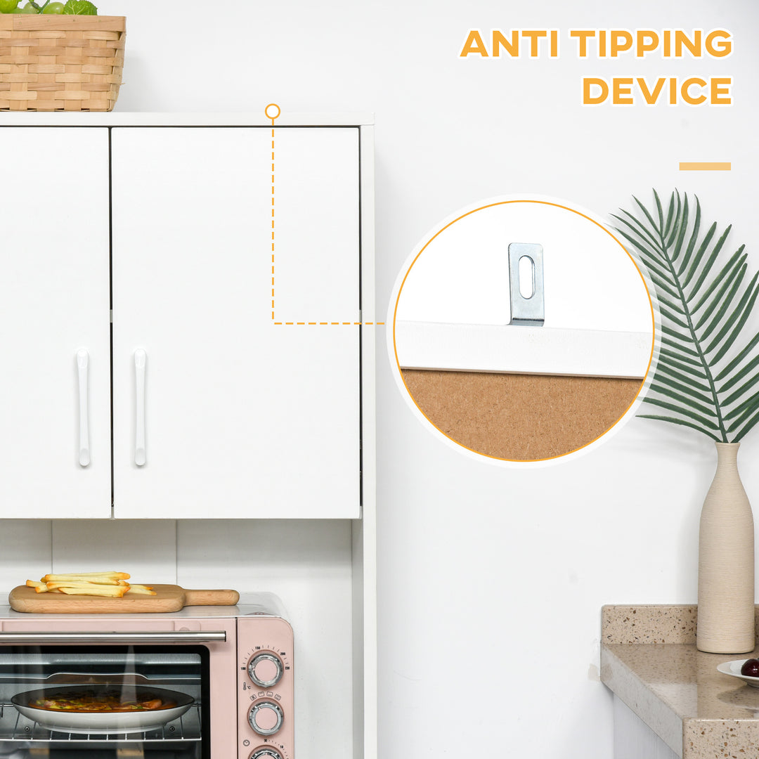 MCL Modern Kitchen Cupboard with Storage Cabinets, 3 Drawers and Open Countertop for Living Room, White