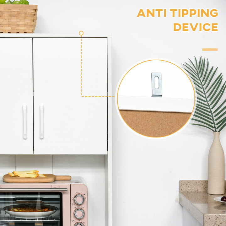 MCL Modern Kitchen Cupboard with Storage Cabinets, 3 Drawers and Open Countertop for Living Room, White