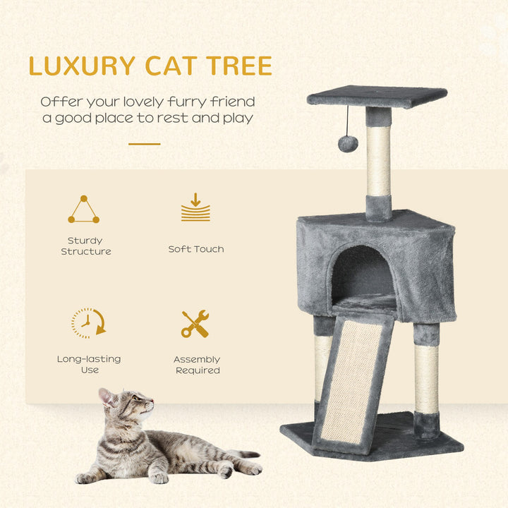 MCL Corner Cat Tree for Indoor Cats, Kitten Tower with Scratching Post House Ladder Toy - Grey