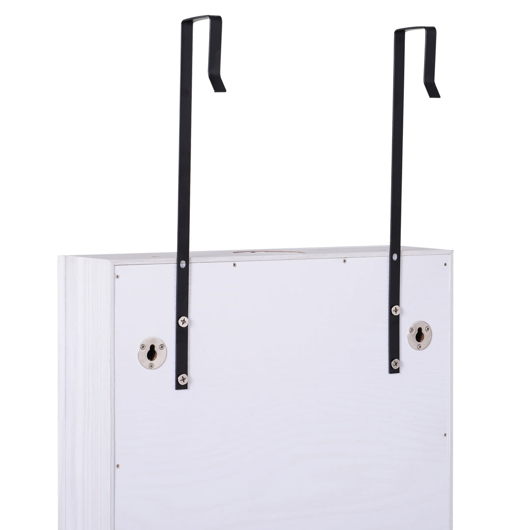 MCL Jewelry Cabinet with Mirror and LED Lights, Lockable Makeup Cosmetics Jewellery Organiser, Mirror with Storage for Bedroom Dressing Room, White