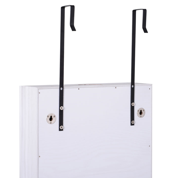 MCL Jewelry Cabinet with Mirror and LED Lights, Lockable Makeup Cosmetics Jewellery Organiser, Mirror with Storage for Bedroom Dressing Room, White