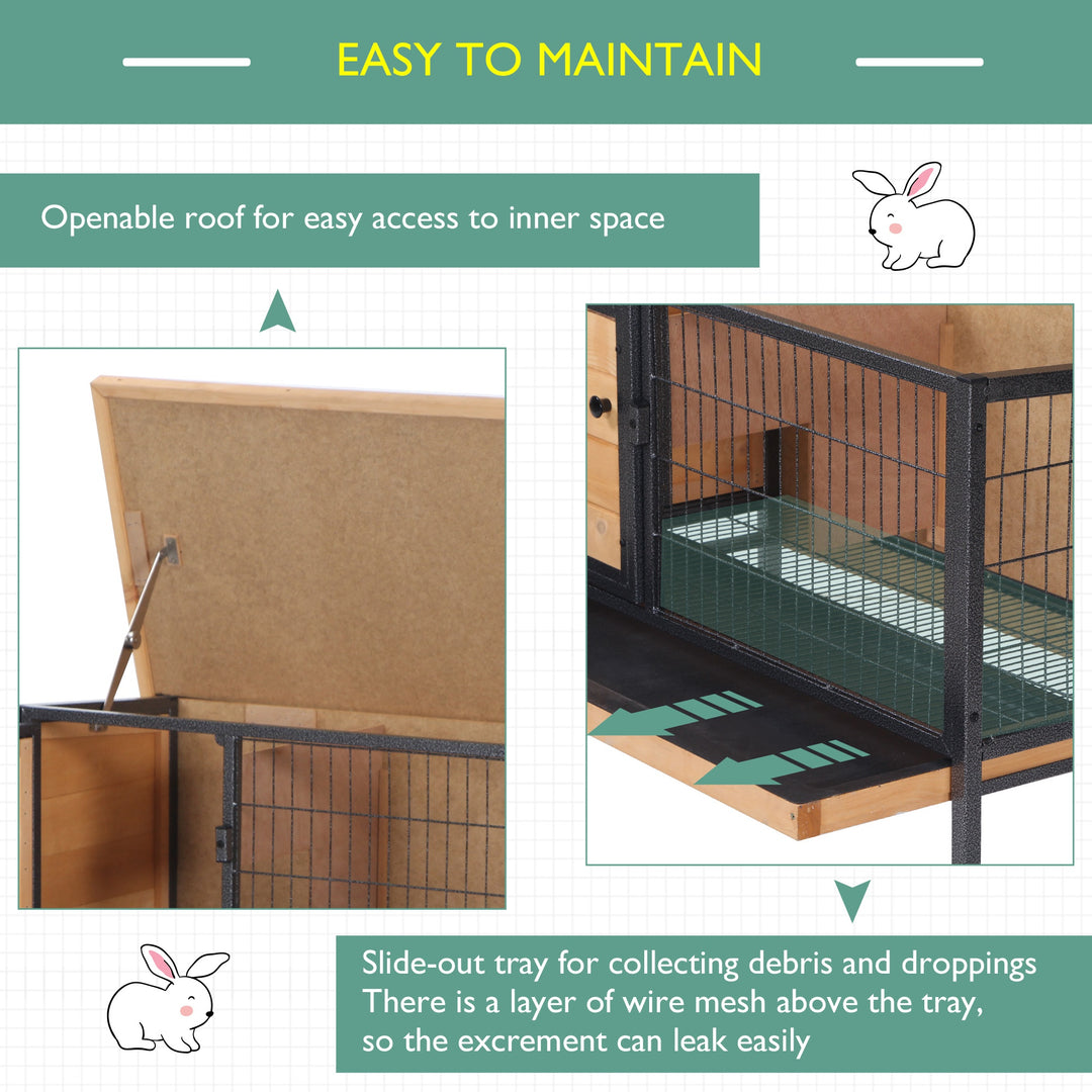 Wooden Guinea Pigs Hutches Elevated Pet House Bunny with Slide-Out Tray Outdoor Natural