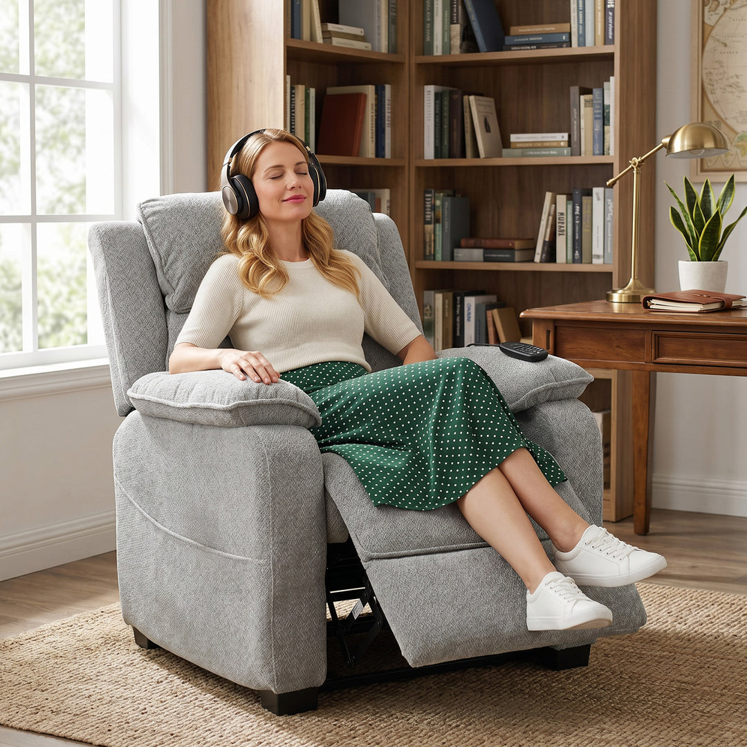 Power Recliner Armchair with Massage and Heat, Electric Reclining Chai