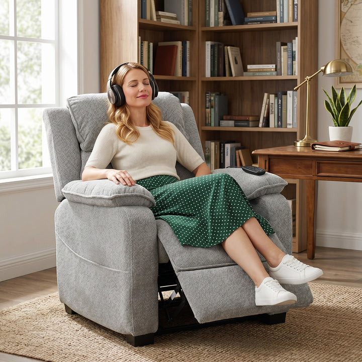Power Recliner Armchair with Massage and Heat, Electric Reclining Chai
