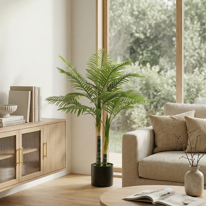 Artificial Palm Tree with 14 PEVA Leaves, 120cm Decorative Artificial 