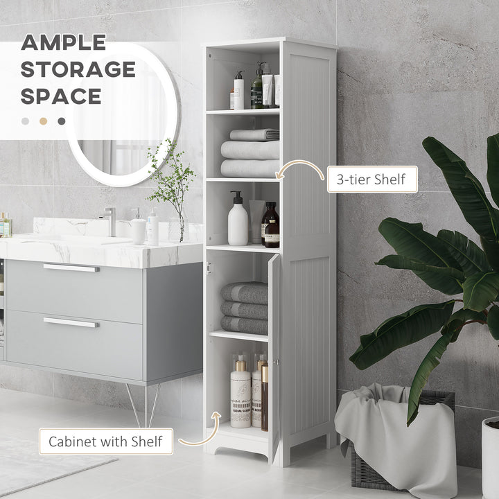 Slim Bathroom Storage Cabinet, Tall Bathroom Cabinet with 3 Open Shelv