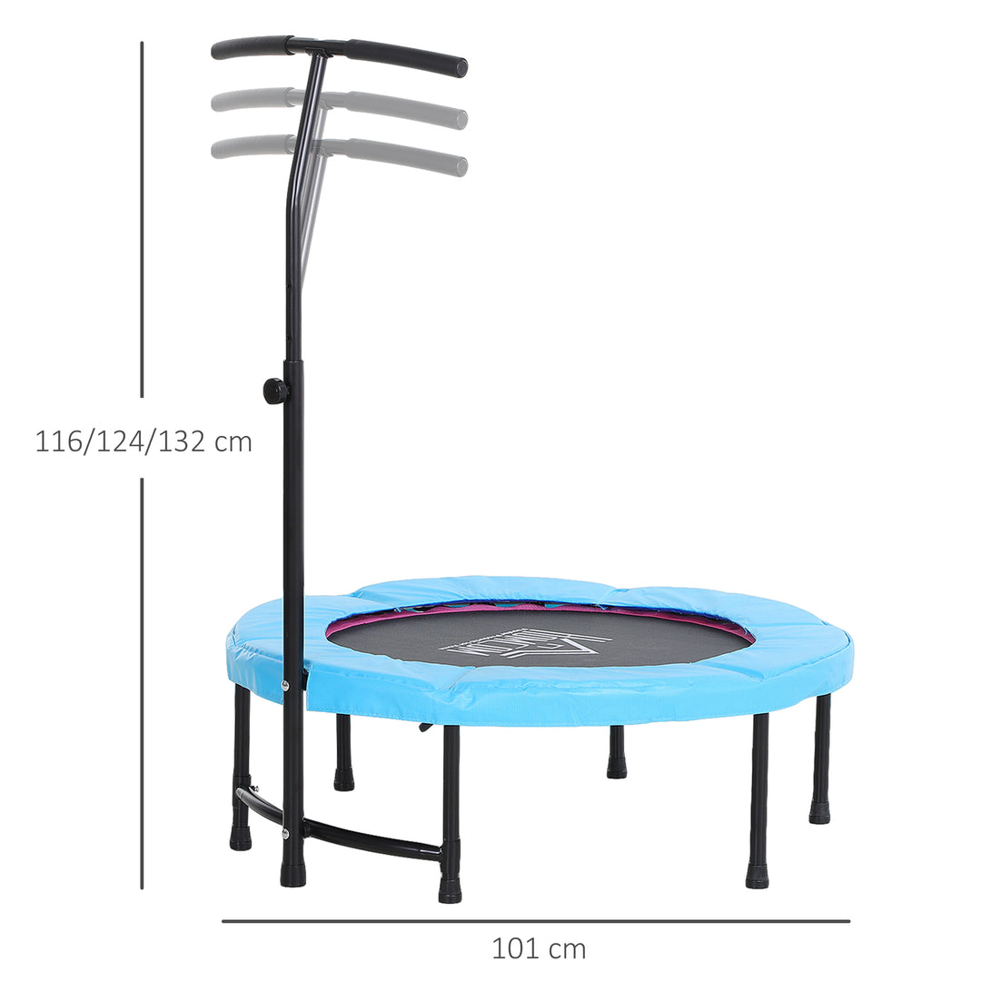 40" Fitness Trampoline with Adjustable Handle, Rebounder Trampoline, Mini Jumper for Indoor Exercise Workout, Blue