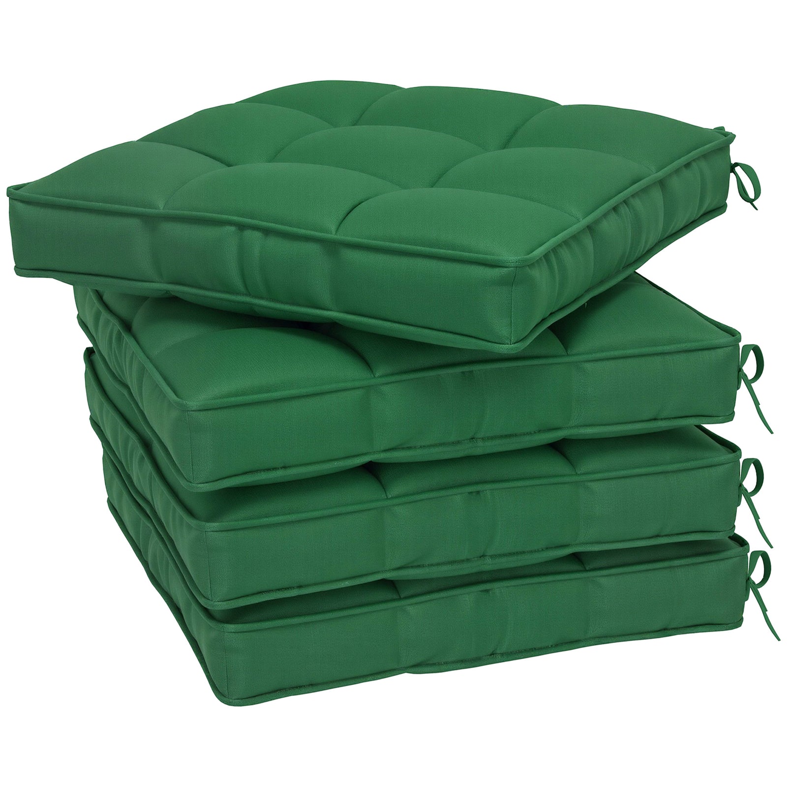 Set of 4 42 x 42cm Outdoor Seat Cushions - Green