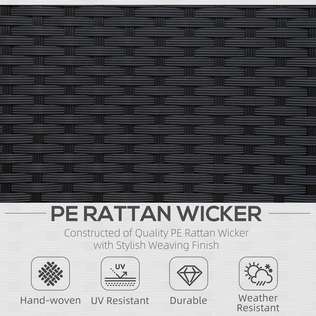 Single Seater Rattan Chair Sofa with 10 cm Thick Padded Cushion, All-Weather PE Wicker Weave Garden Armchair with Armrests, Black
