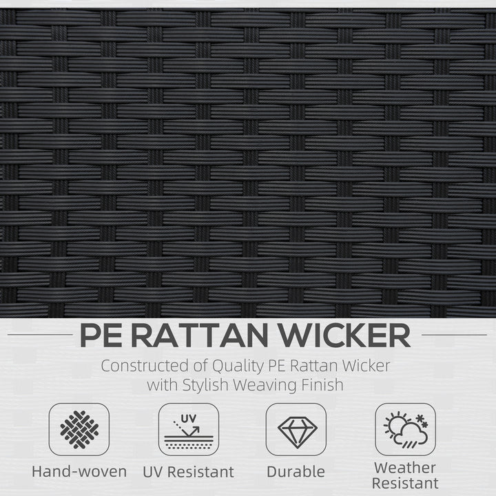 Single Seater Rattan Chair Sofa with 10 cm Thick Padded Cushion, All-Weather PE Wicker Weave Garden Armchair with Armrests, Black