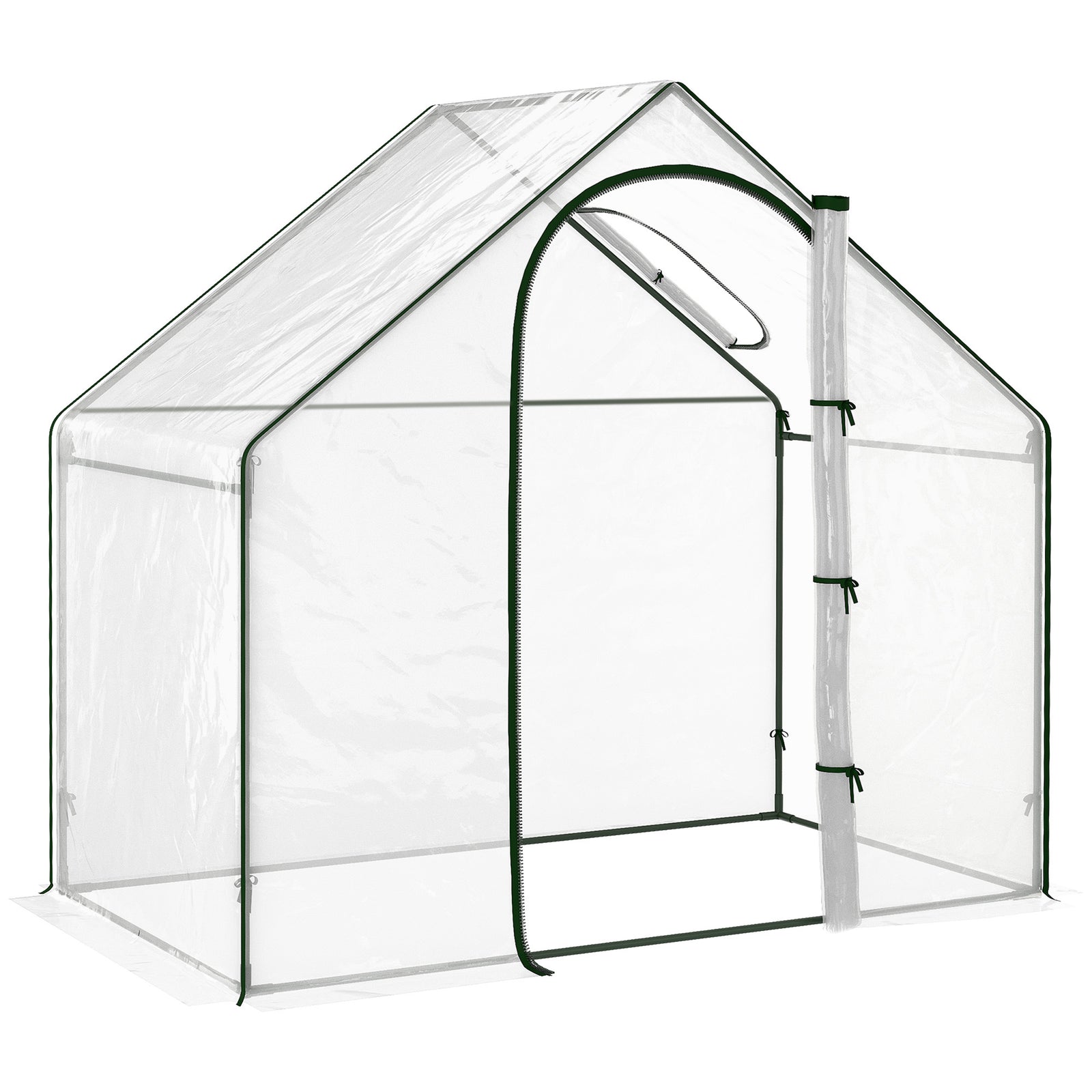 Walk In Tomato Greenhouse Garden Outdoor Mini Greenhouse Flower Planter Steel Frame with Zipped Door & Window, PVC Cover, 180 x 100 x 168CM, Clear