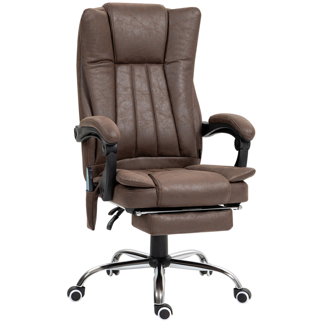 Vibrating Massage Office Chair with Heat, Desk Chair with Height Adjustable and Footrest, Dark Brown