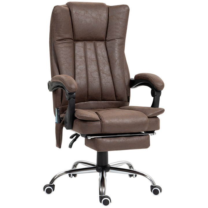 Vibrating Massage Office Chair with Heat, Desk Chair with Height Adjustable and Footrest, Dark Brown