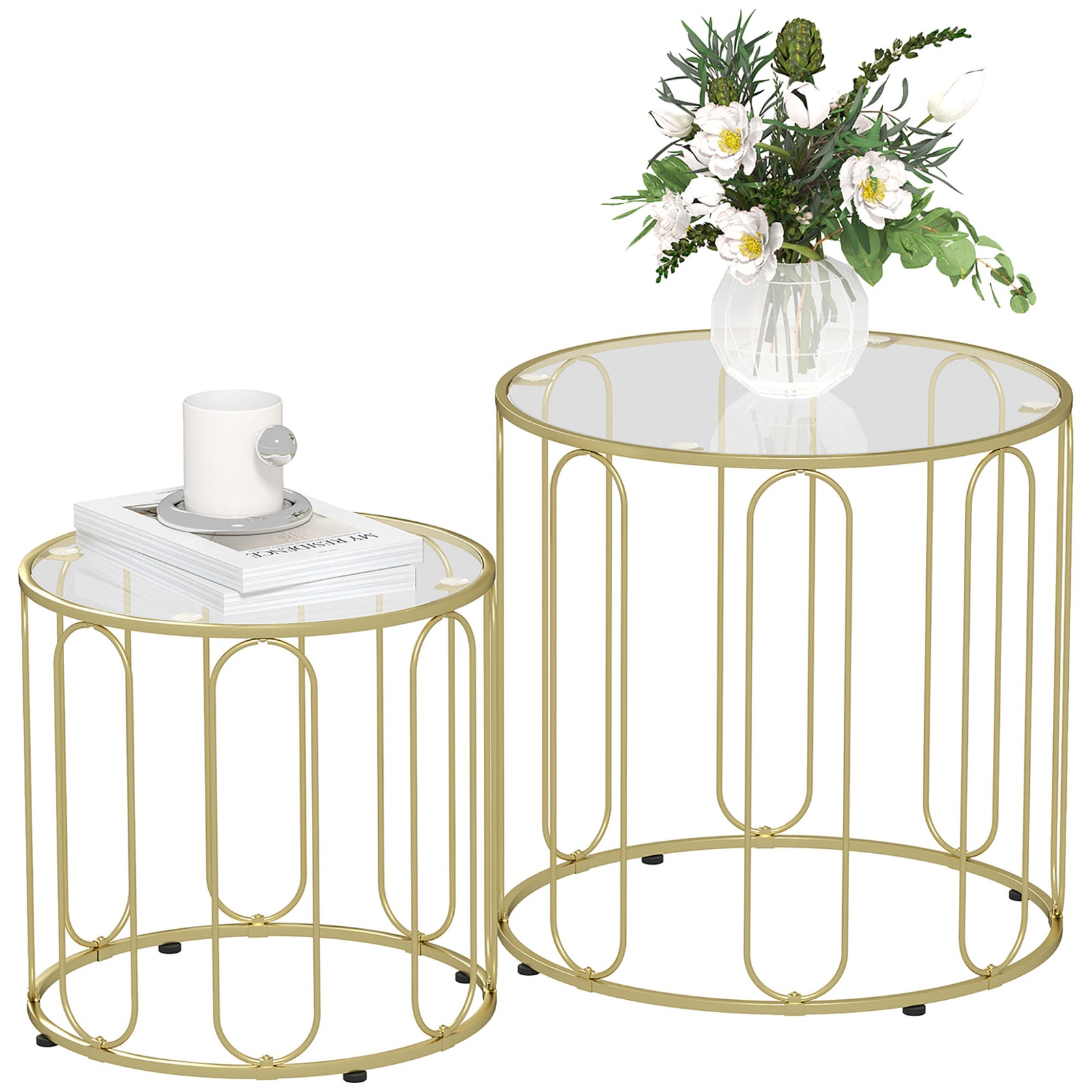 Elliptical Cut-Out Nesting Tables - Gold-Tone