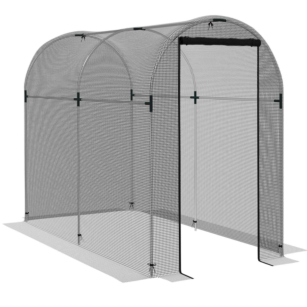 Galvanised Steel Fruit Cage, Plant Protection Tent with Zipped Door, 1.2 x 2.4 x 1.9m, Black