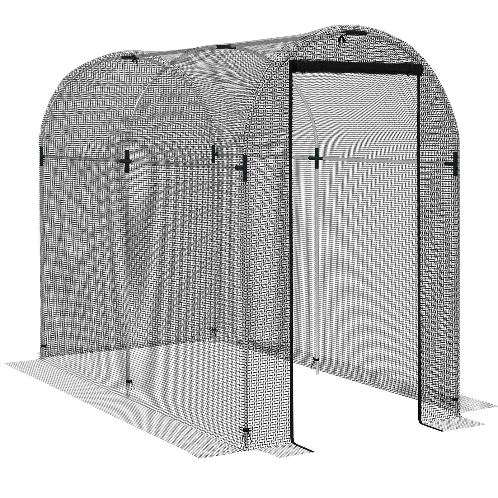 Galvanised Steel Fruit Cage, Plant Protection Tent with Zipped Door, 1.2 x 2.4 x 1.9m, Black