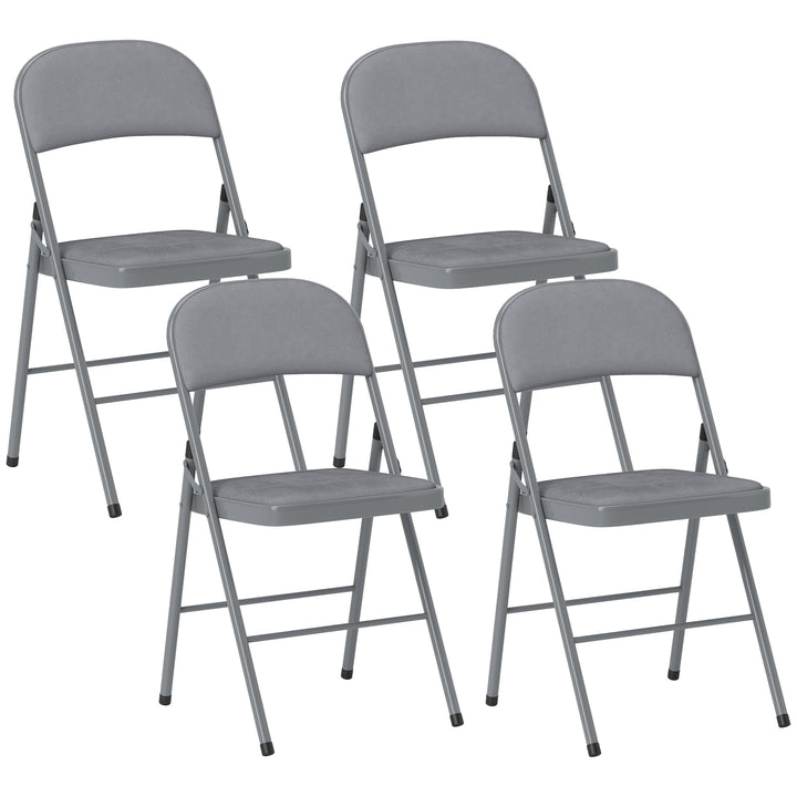 4 Pack Folding Chairs with Padded Seats, Velvet Portable Party Chairs 