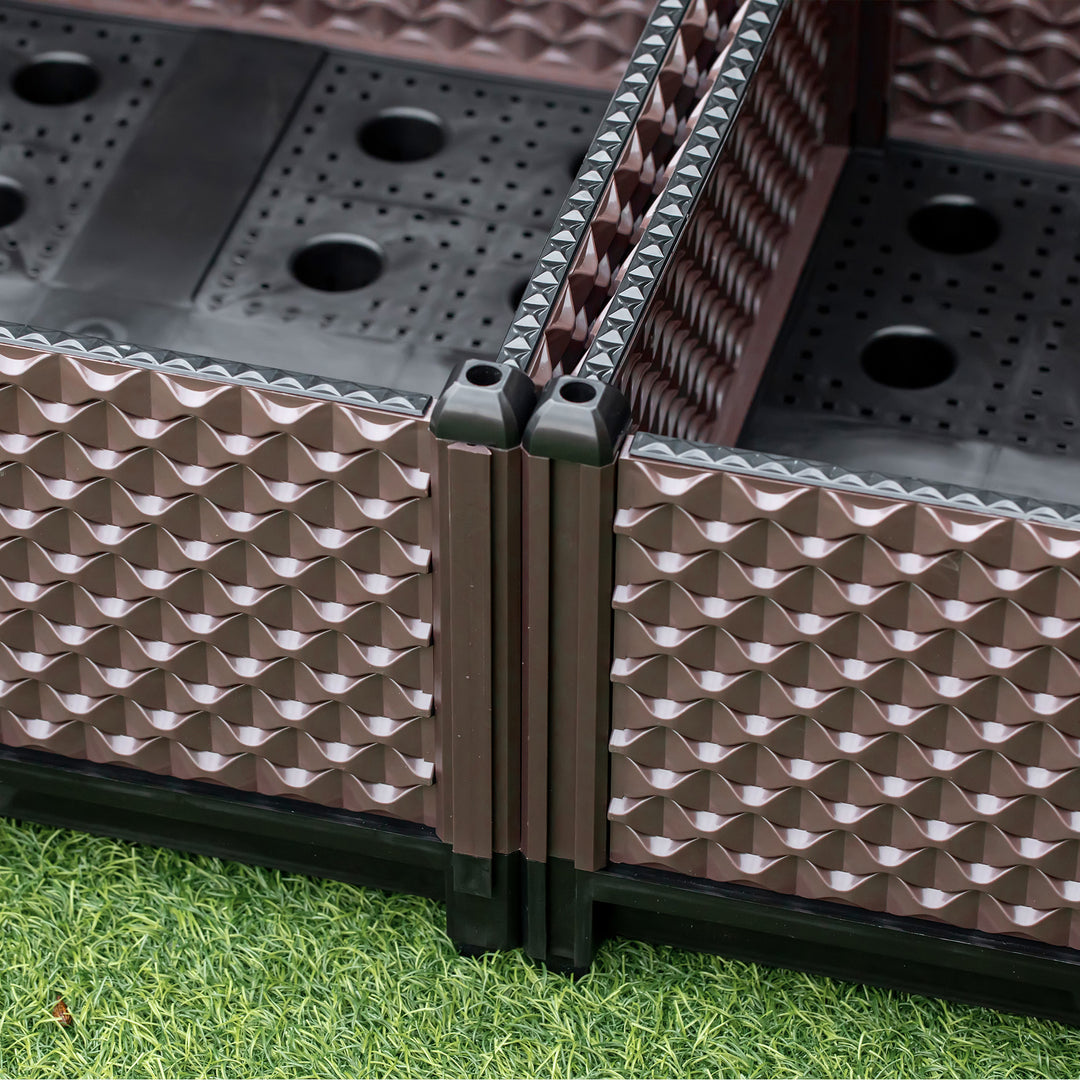 50cm x 50cm x 46.5cm Set of 4 41L Garden Raised Bed Kit, PP DIY Elevated Planter Box, Flower Vegetables Planting Container with Self-Watering Design and Drainage Holes