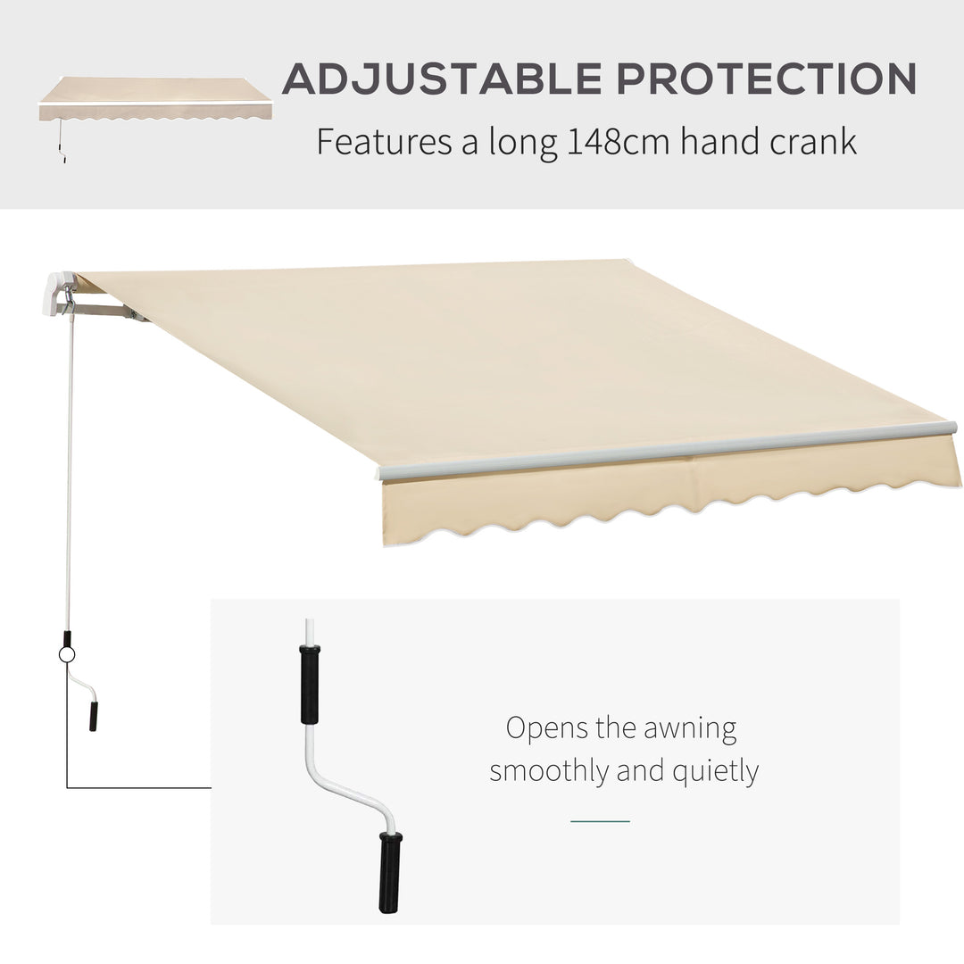3.5M x 2.5M Manual Awning Canopy Retractable Sun Shade Shelter for Garden Patio