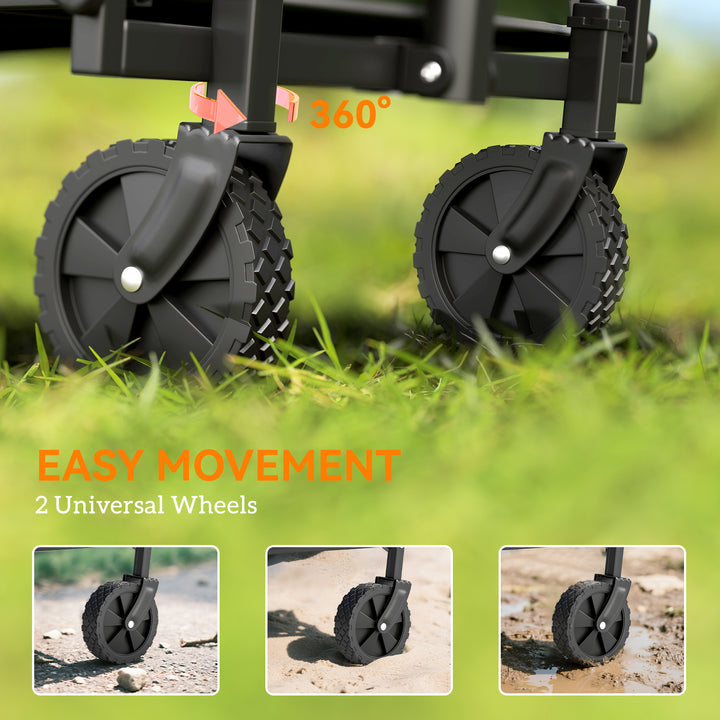 62L Festival Trolley on Wheels, Garden Folding Trolley Cart, 120kg Heavy Duty Collapsible Folding Wagon with Adjustable Handle and Carrying Bag for Beach, Camping, Festival, Green