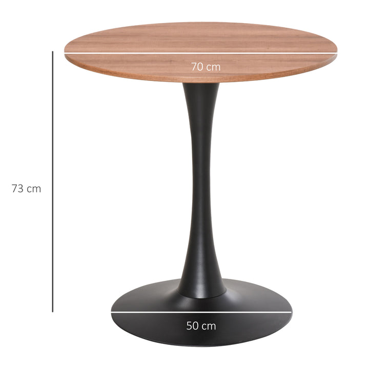 Modern Round Dining Table Leisure Coffee Bistro Table with Metal Base for Kitchen & Dining Room Brown