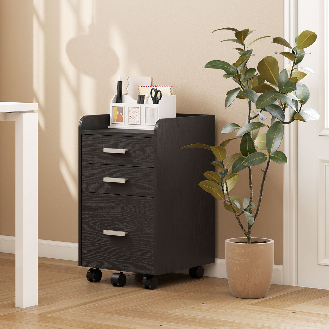 3 Drawer Filing Cabinet, Rolling File Cabinet with Edged Top for Lette