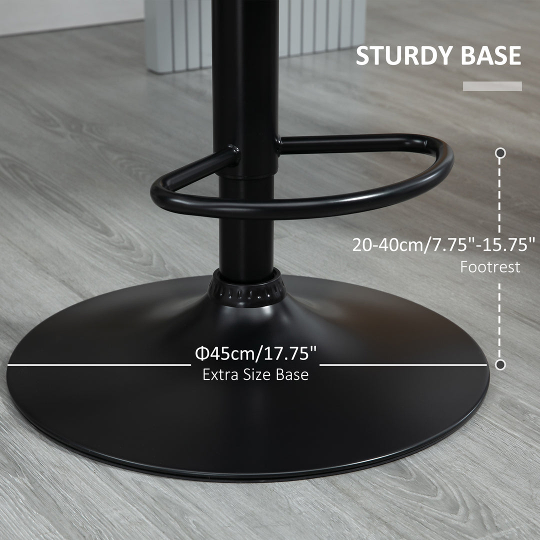 Bar Stools Set Of 2, Luxurious Velvet-Touch Barstools with Metal Frame Footrest Round Base Triangle Indenting Moulded Seat Adjustable Height Swivel Grey