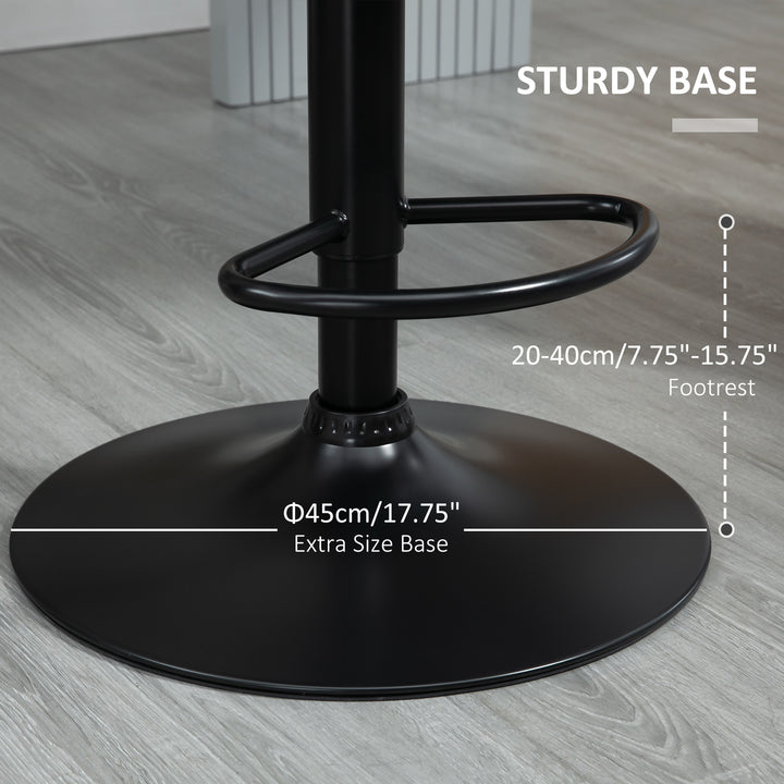 Bar Stools Set Of 2, Luxurious Velvet-Touch Barstools with Metal Frame Footrest Round Base Triangle Indenting Moulded Seat Adjustable Height Swivel Grey