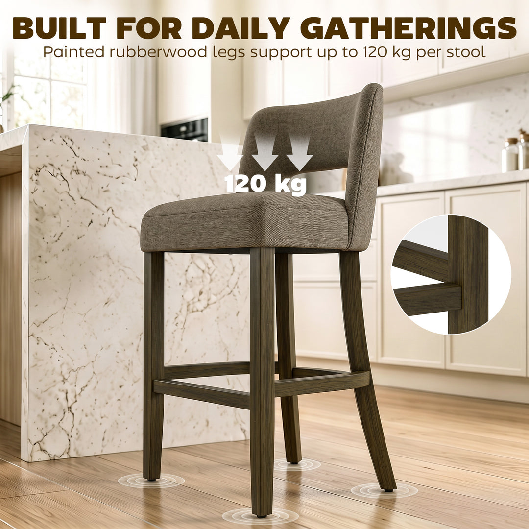 Bar Stools Set of 2, Counter Height Bar Stools with Curved Backrest - view 6