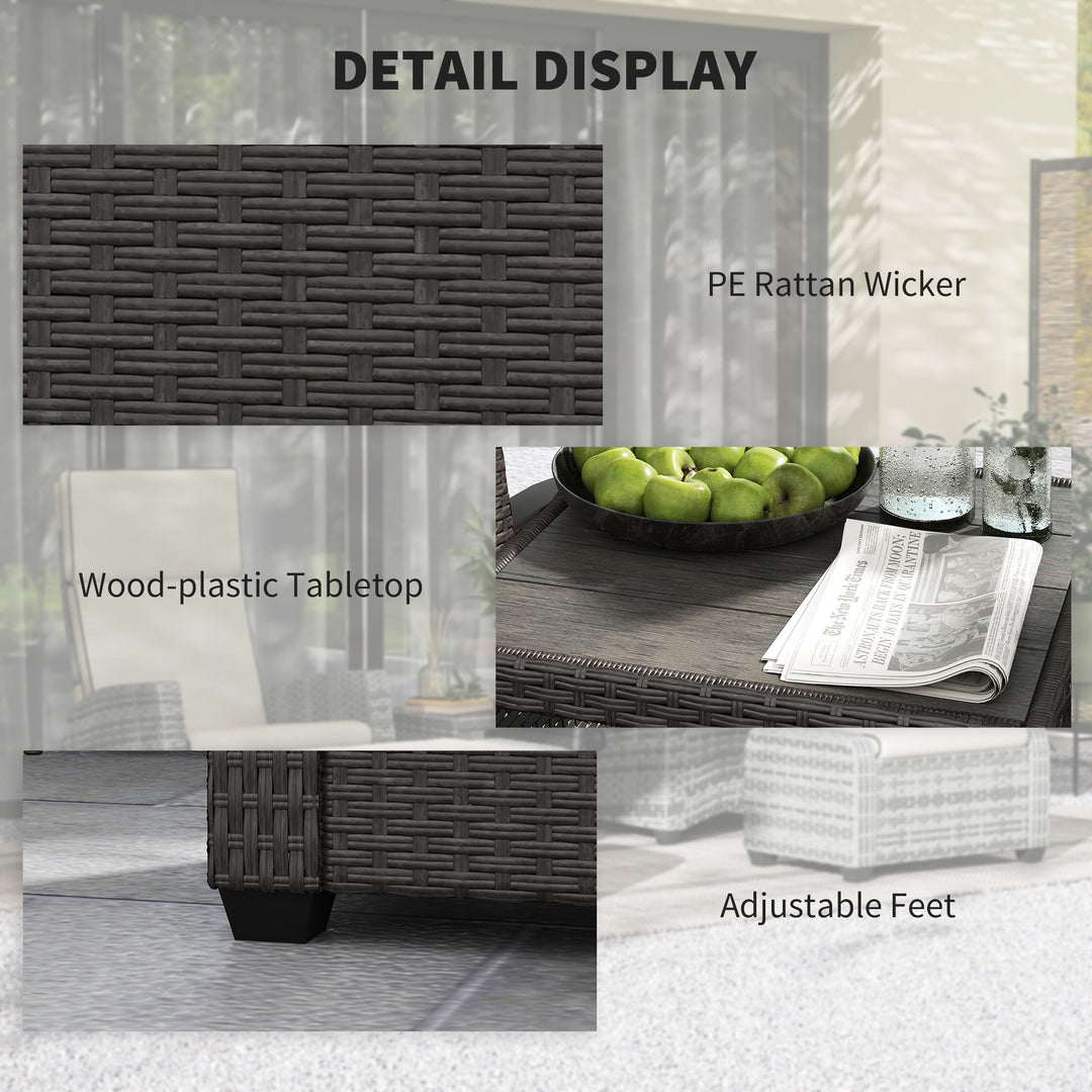 5-Piece Rattan Garden Furniture Set with Cushions - Brown