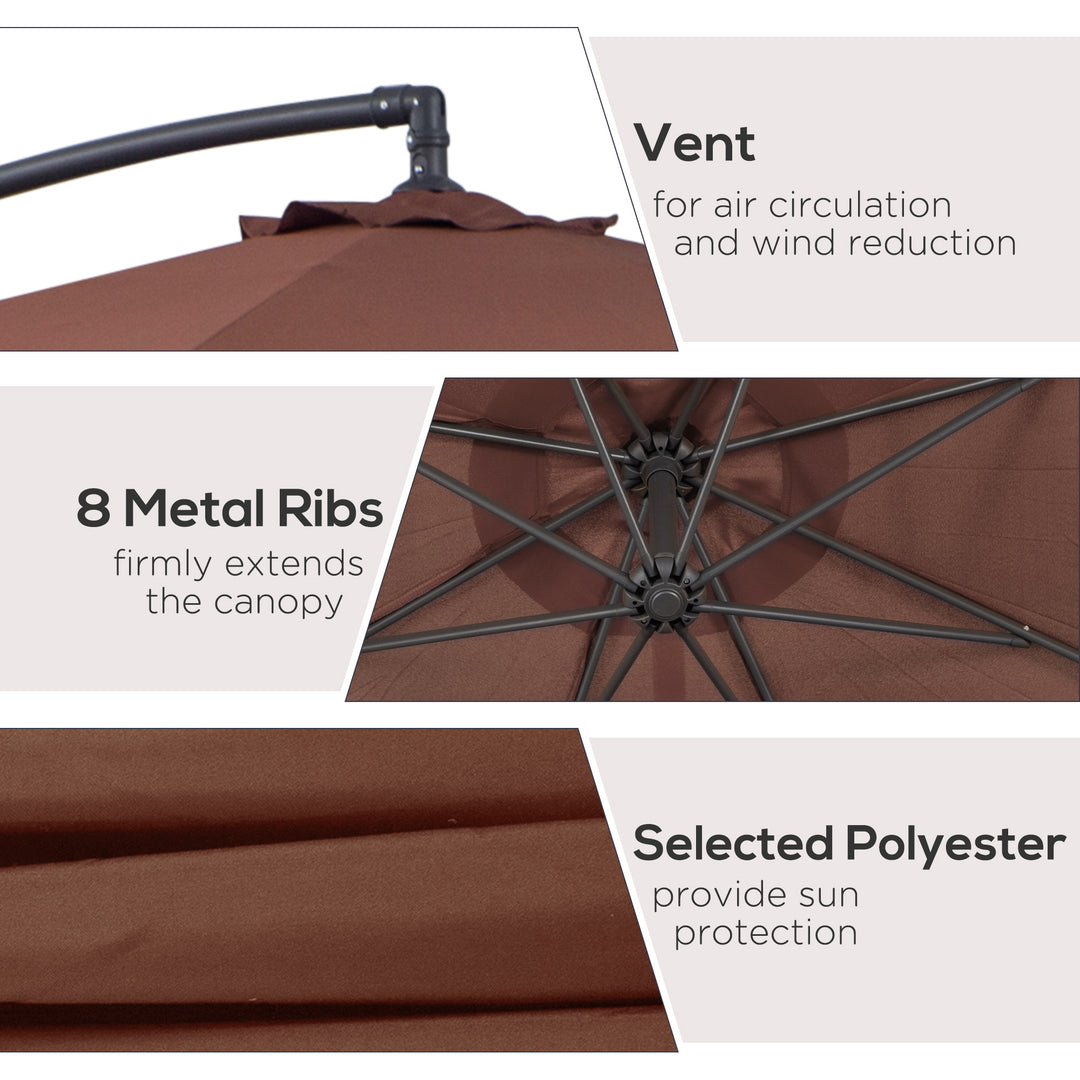 Φ3m Hanging Umbrella Parasol-Coffee