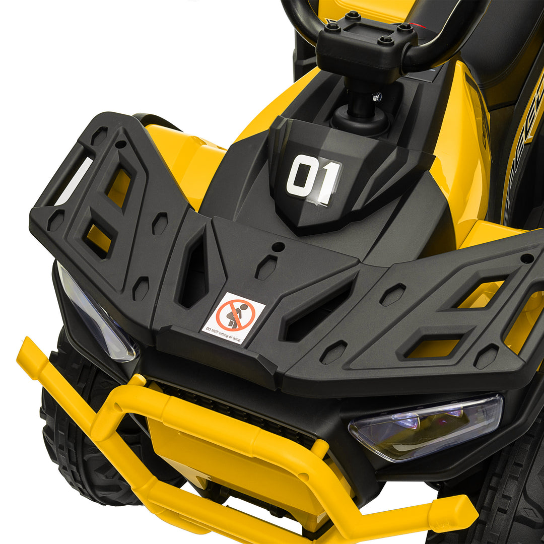 AIYAPLAY 12V Kids Electric Ride on ATV, Battery-Powered Quad Bike w/ Spring Suspension, Forward Backward, Storage Basket, Yellow