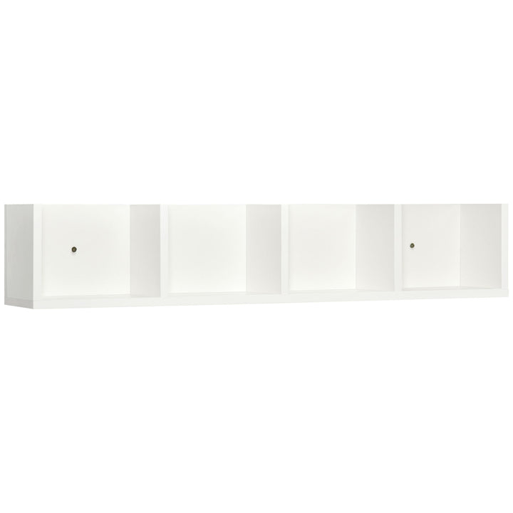 HOMCOM Wall Mount 84 CD / 56 DVD/Blu-ray/ Media Storage Rack 4 Cubes Wooden Shelf Organizer Unit Bookcase Display (White)