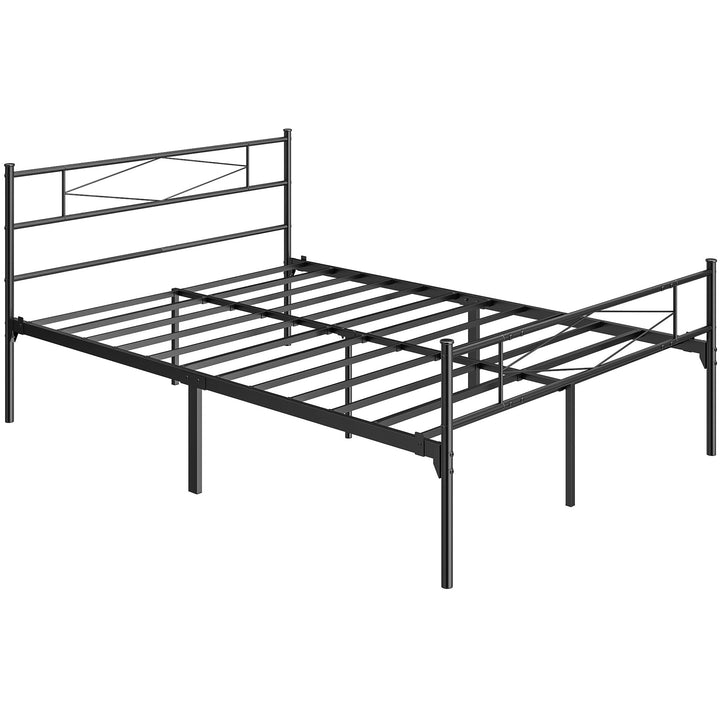 4ft6 Double Bed Frame with Headboard and Footboard, Metal Platform Bed