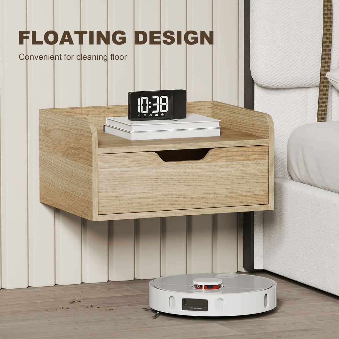 Floating Nightstands Set of 2, Wall Mounted Bedside Table with Drawer 