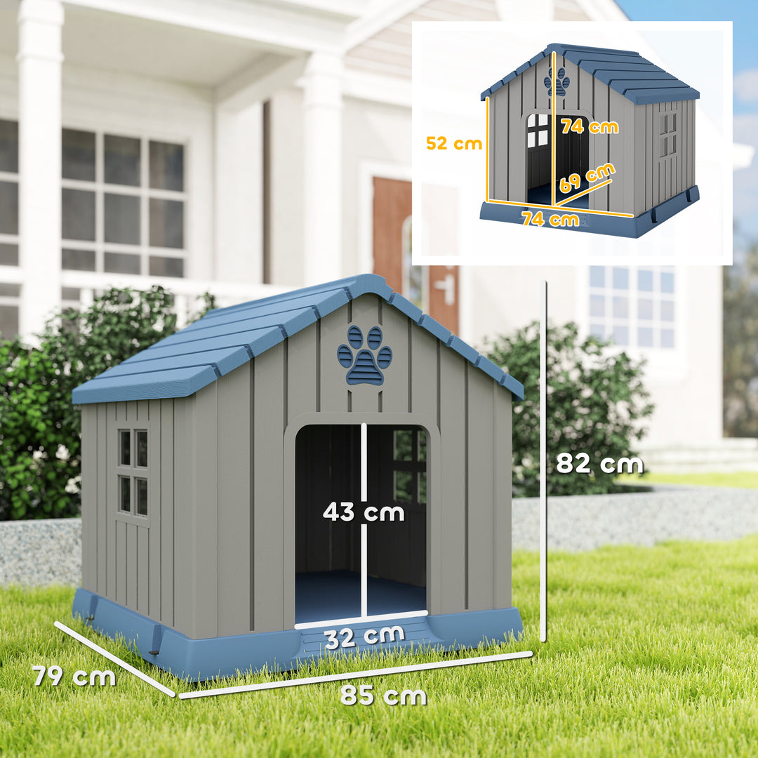 Dog Kennel Outdoor for Medium Dogs, Waterproof Plastic Dog House for Garden, Patio, 85 x 79 x 82 cm