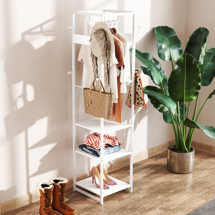 Multi-Storage Clothes Rack - White